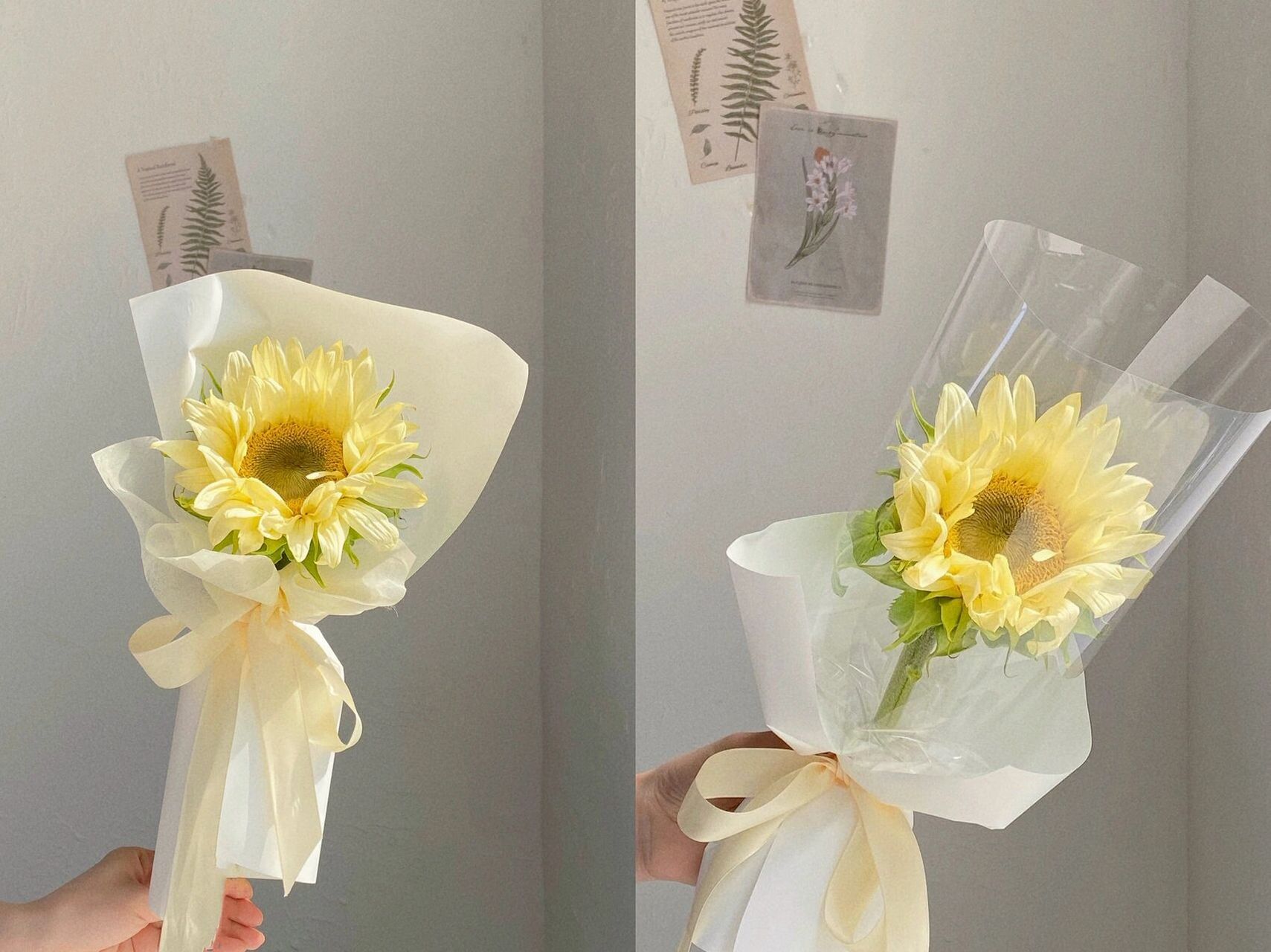 单枝向日葵的4种包法/花束包装/花艺培训 零基础花艺培训课程 花艺