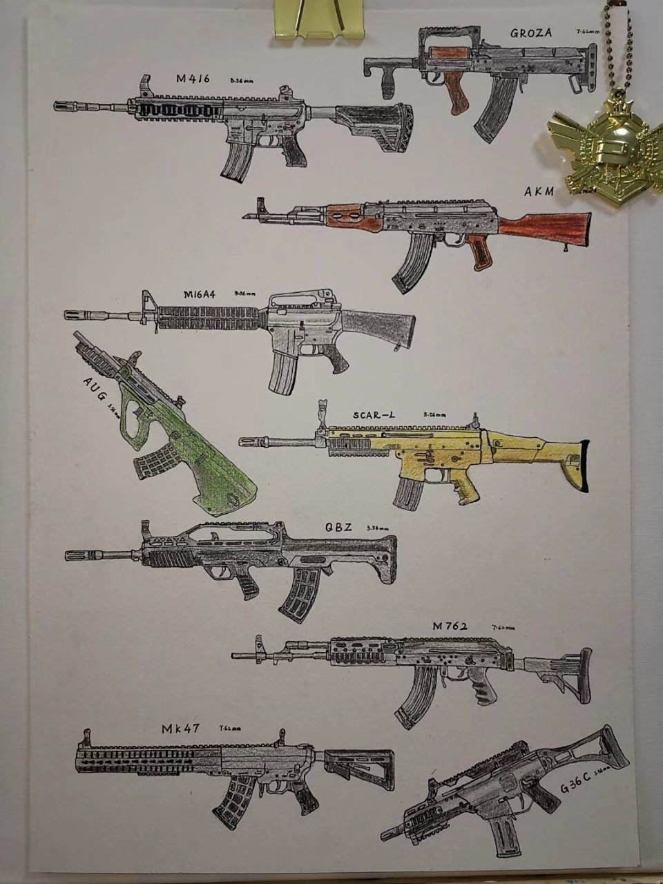 《和平精英》彩铅枪械系列 今晚吃鸡,大吉大利!