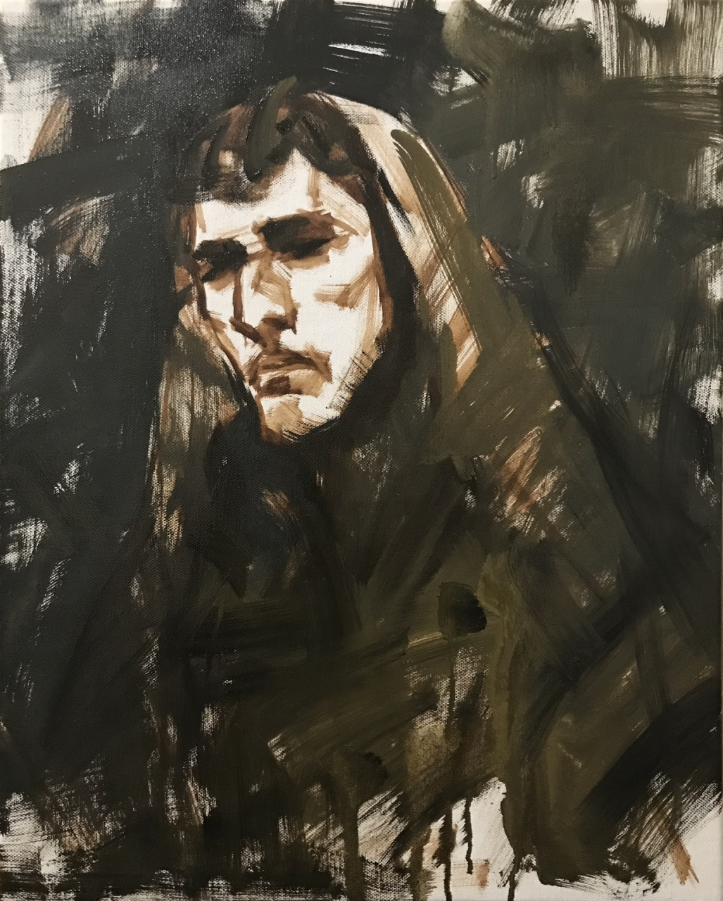 《耶稣》 40*50cm 油画直接画法 绘画过程图