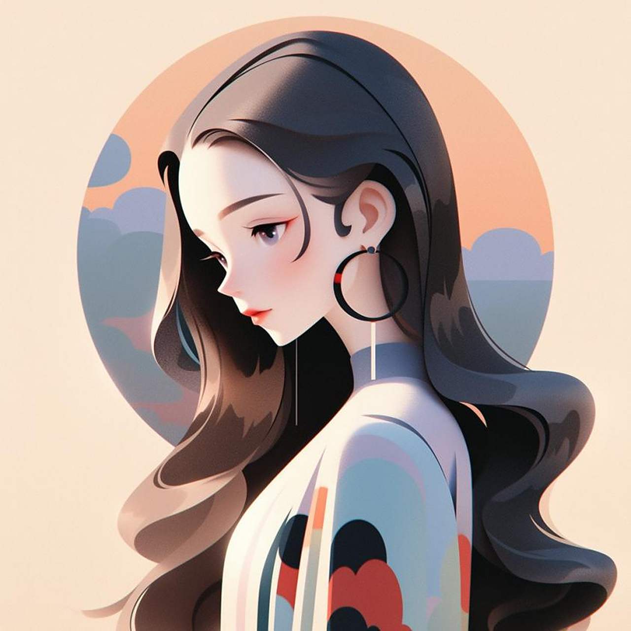 国风美女头像 ai绘画高清图片头像女生头像美女