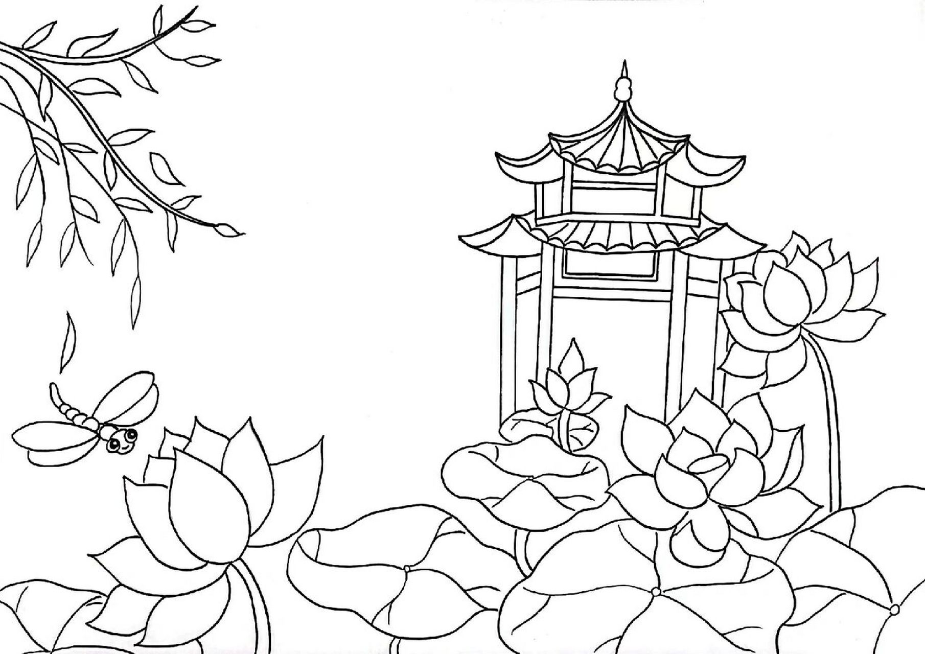 夏天诗配画/荷花版/附黑白线稿分享 诗配画,一直想尝试一下的主题,应