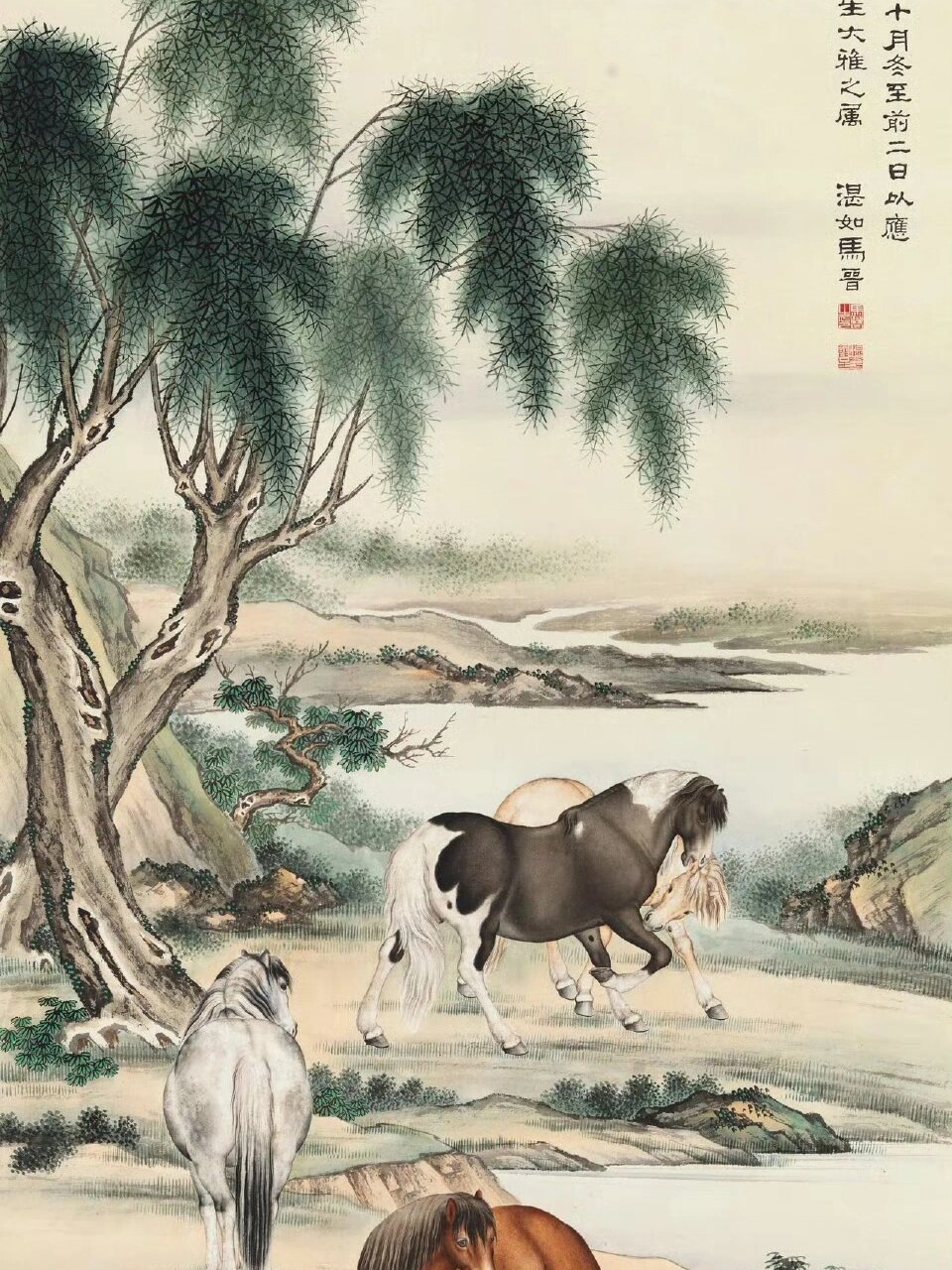 【师从金北楼宗法郎世宁融汇中西的画马名家马晋笔下动物画马匹】 马