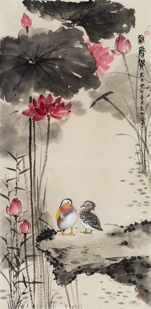 当代花鸟大家赵凯侠老师作品《和为贵》#艺术##国画