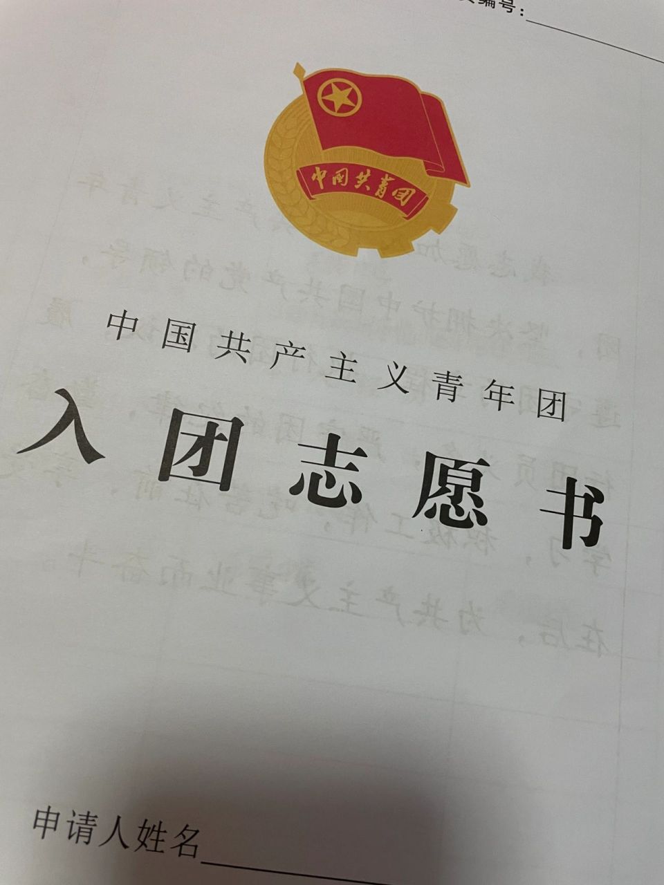 入团志愿书 补办入团志愿书时候好像写错是时间了,我是初中2017年入的