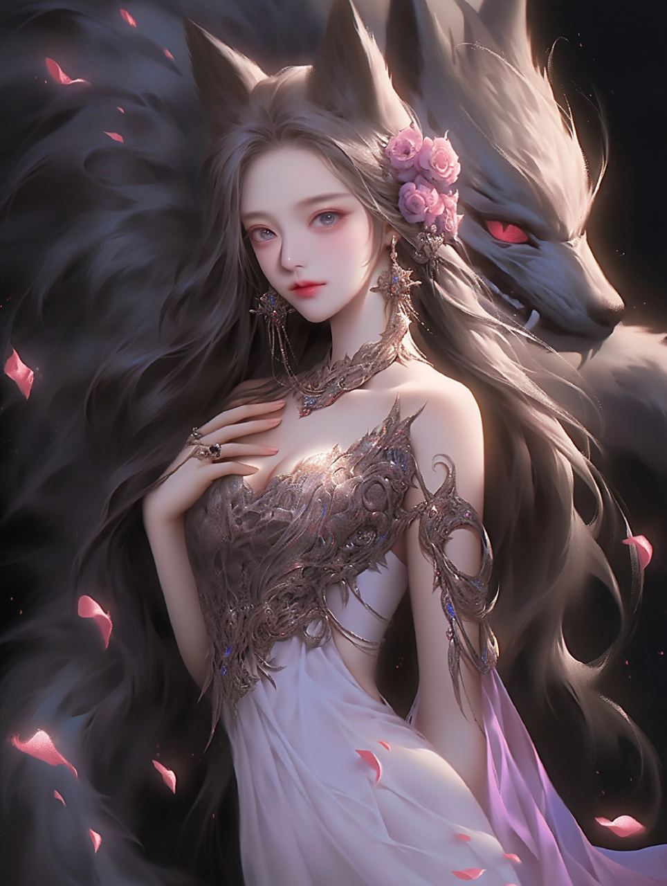 九尾黑狐是不是别有一番风味 9图头像壁纸 粉色九尾狐是妩媚柔情,那