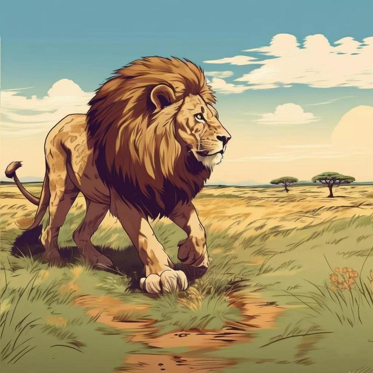 一头四肢完好的狮子奔跑速度惊人,但如果它的一条腿给野牛的角插断了.