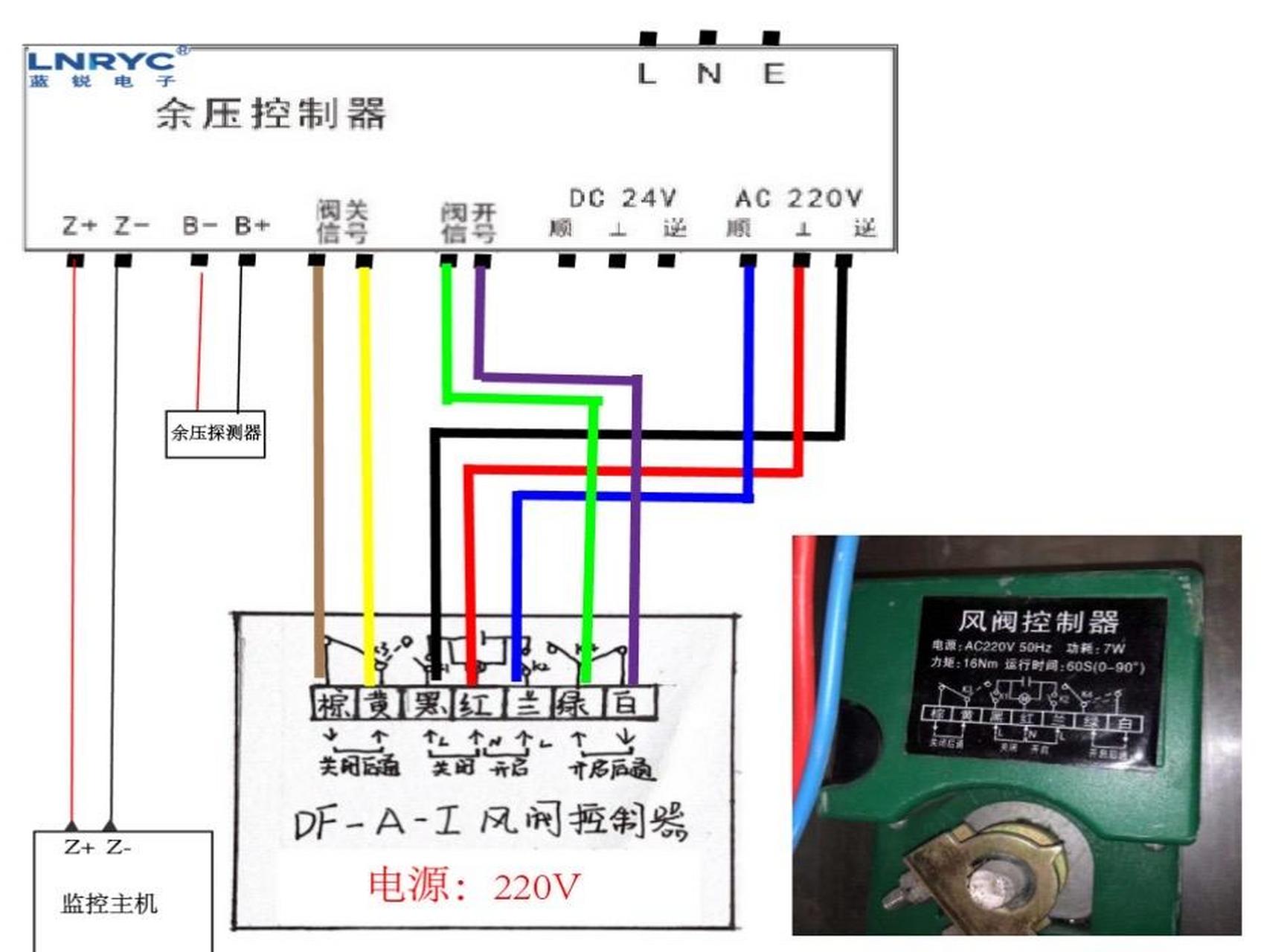 余压控制器与多种电动执行器接线图.