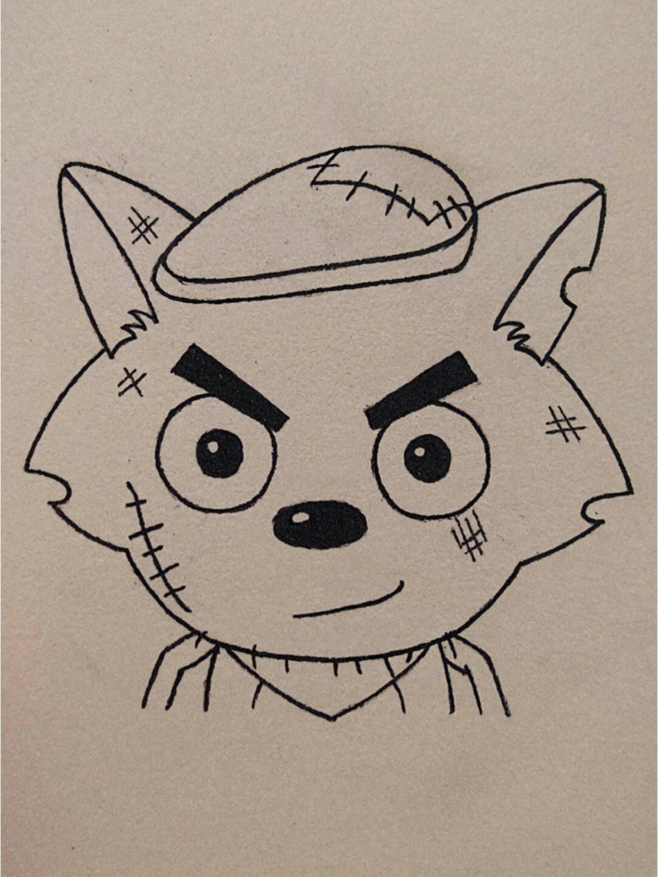 一组灰太狼简笔画教程,最后用app拍照上色