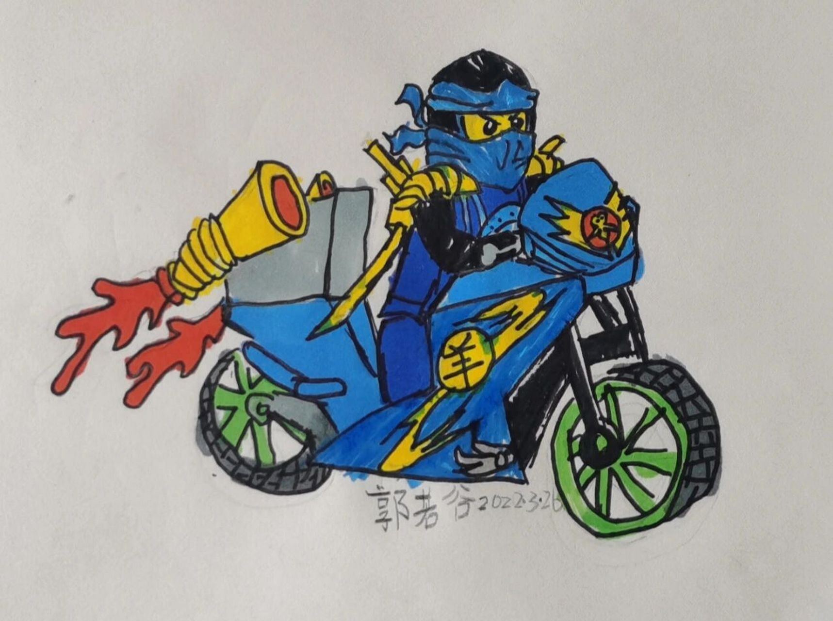 画幻影忍者6—杰 妹妹在学琴的时候,哥哥完成的一幅作品,用自己喜欢的