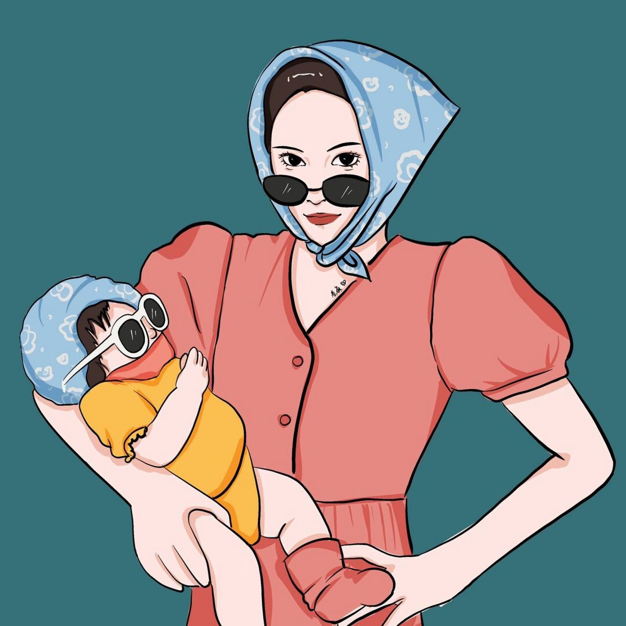 插画 | 头像 |工作996,带娃007 图片可做个人头像,个人壁纸 92商用