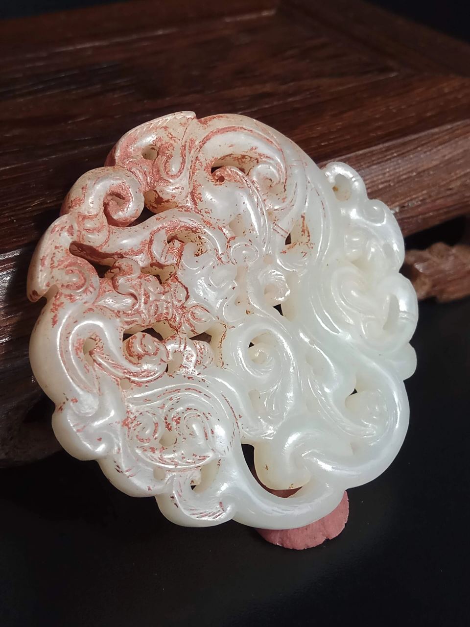 高古玉战汉玉器 汉代老和田白玉 双龙纹玉佩 【子母螭龙纹玉佩】 3999