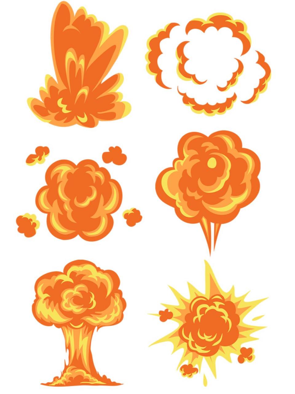 卡通漫画手绘爆炸爆破爆裂烟雾火焰ai矢量图 免抠png图案素材 素材