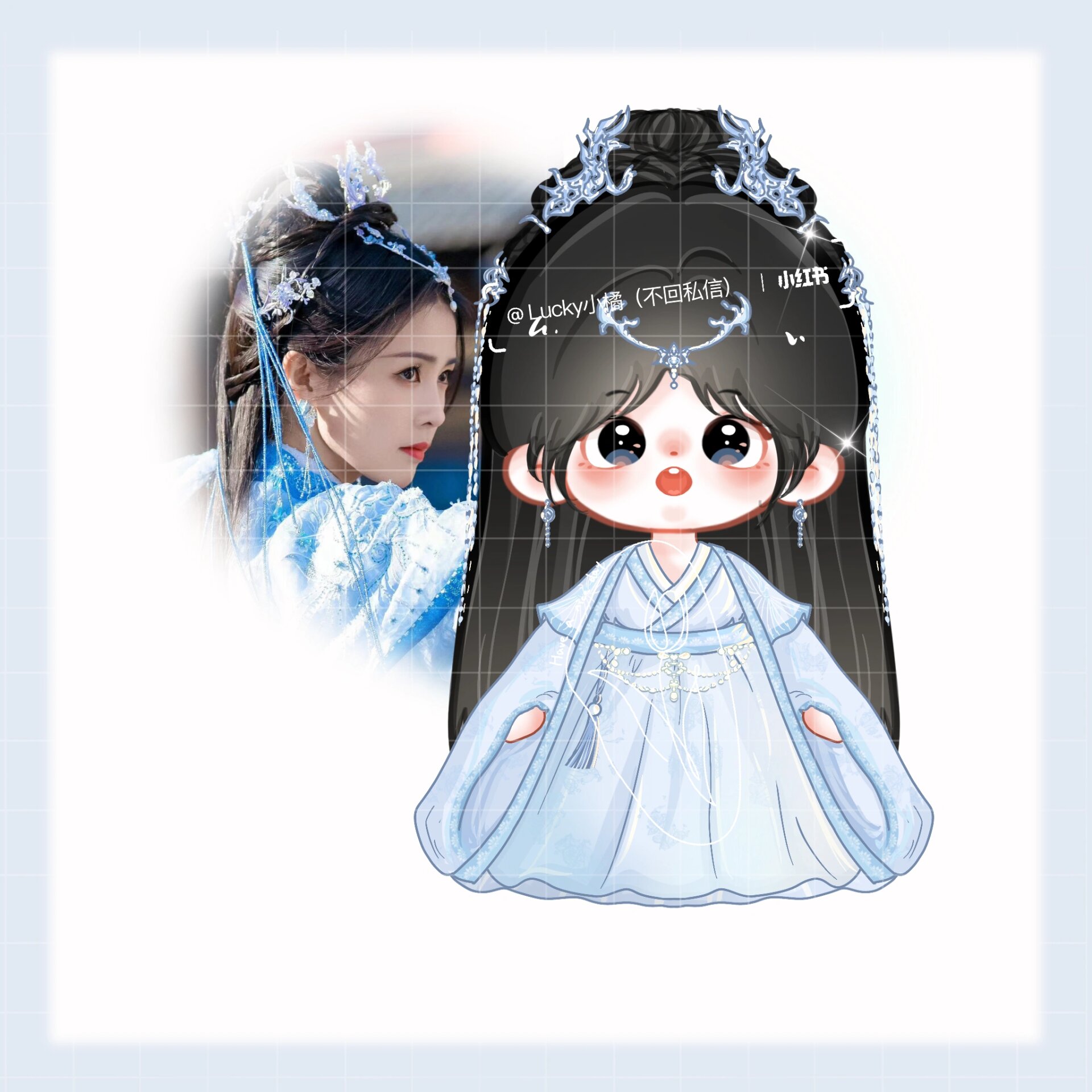 白鹿|挑战画100个可爱q(61/100) 超喜欢这个! 但画古装真的很累!