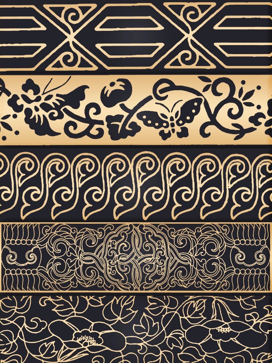 78古典装饰纹样图案│民俗装饰花边框腰线纹样 【94 中国风中式