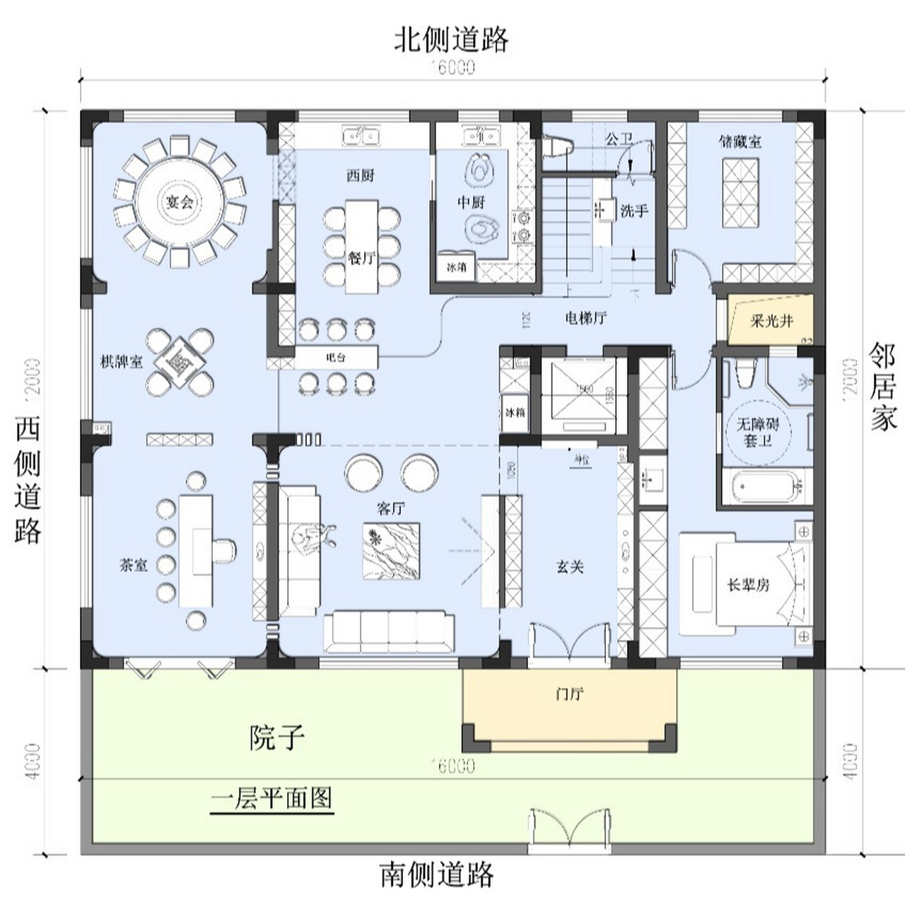 正方形别墅平面布置图图片