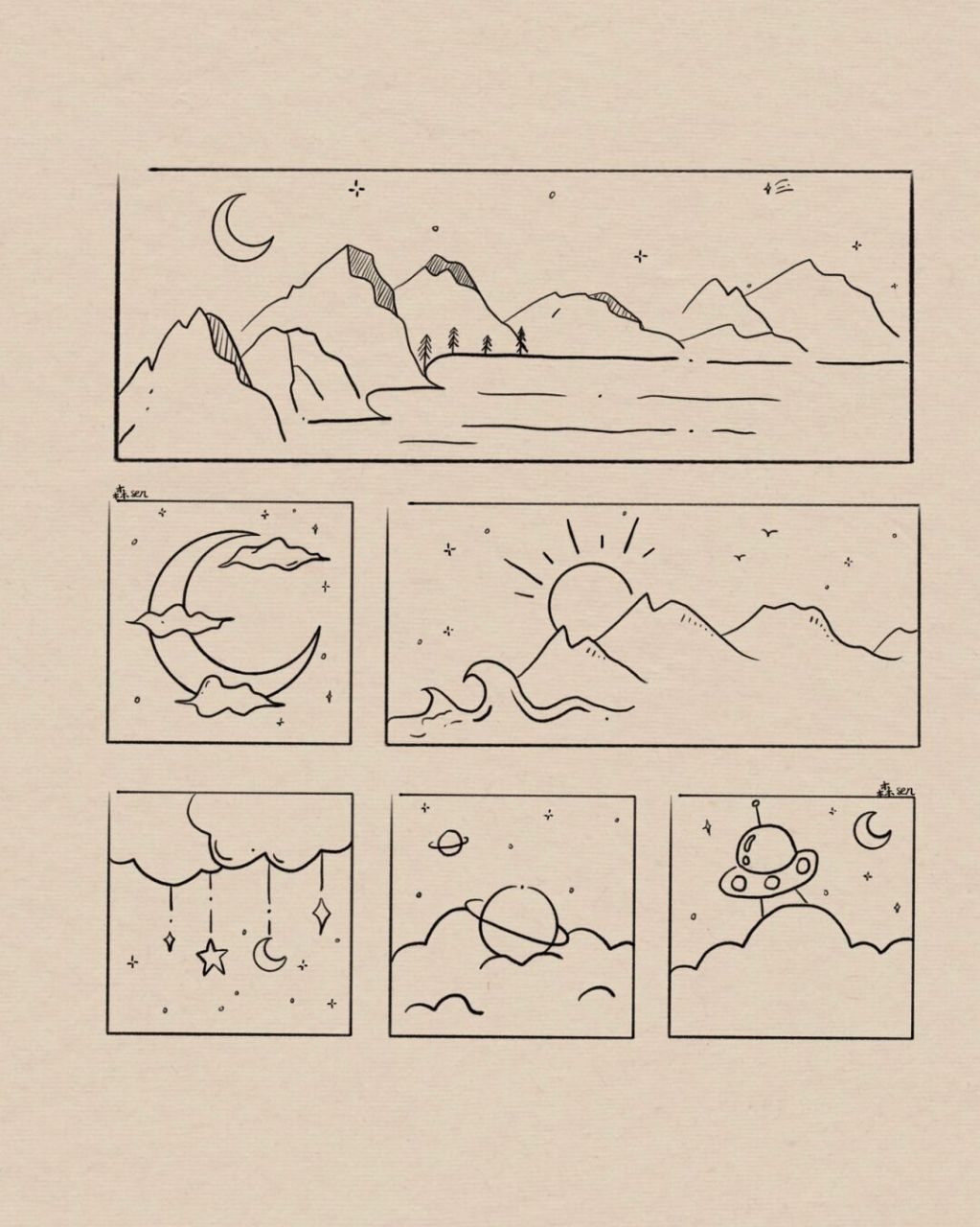 黑白简笔画|装饰画|附过程 新手好入门!