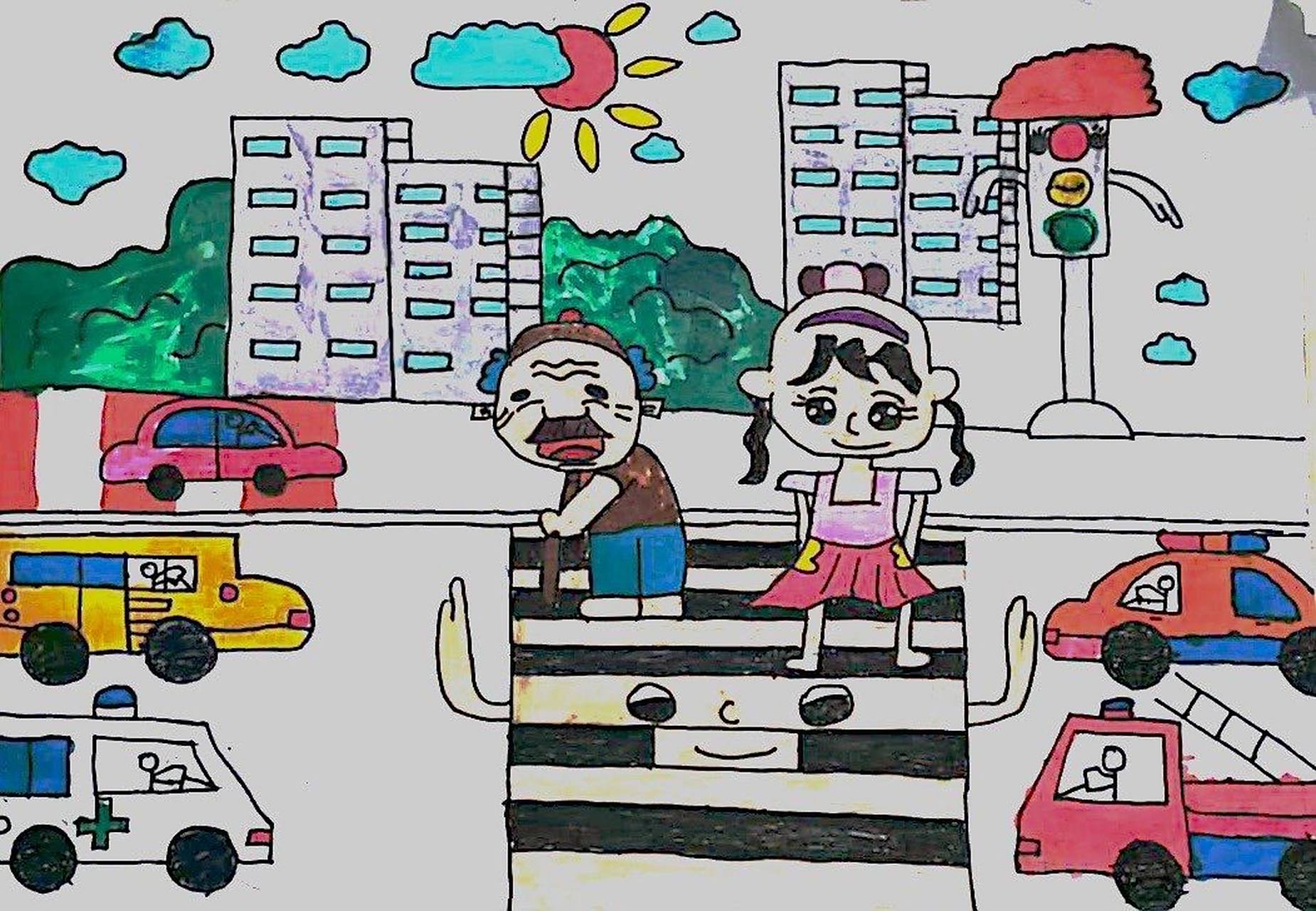 小学美术,三年级上《红灯停,绿灯行》优秀 优秀作品