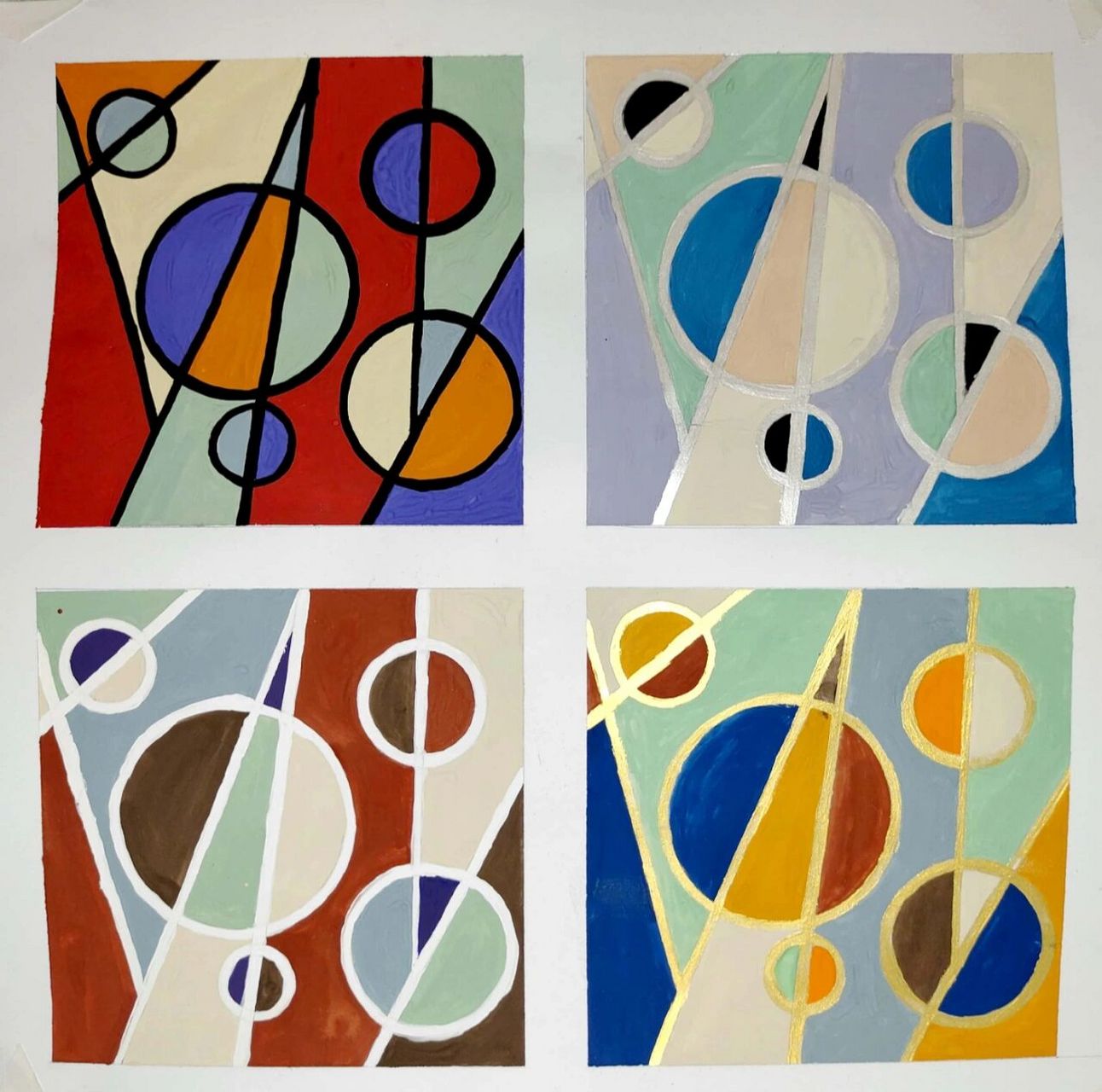 视传|色彩构成作业 图①属性同一调和|色相 明度 纯度 无彩色系| 图②