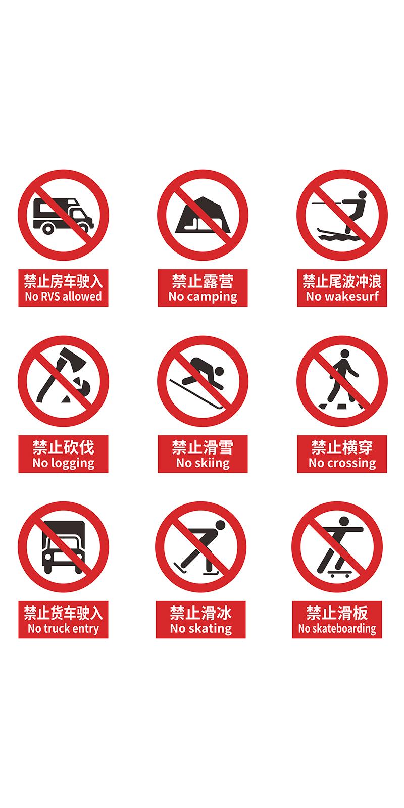 禁止通行标志牌大全.认识并注意标识,防止出现危险