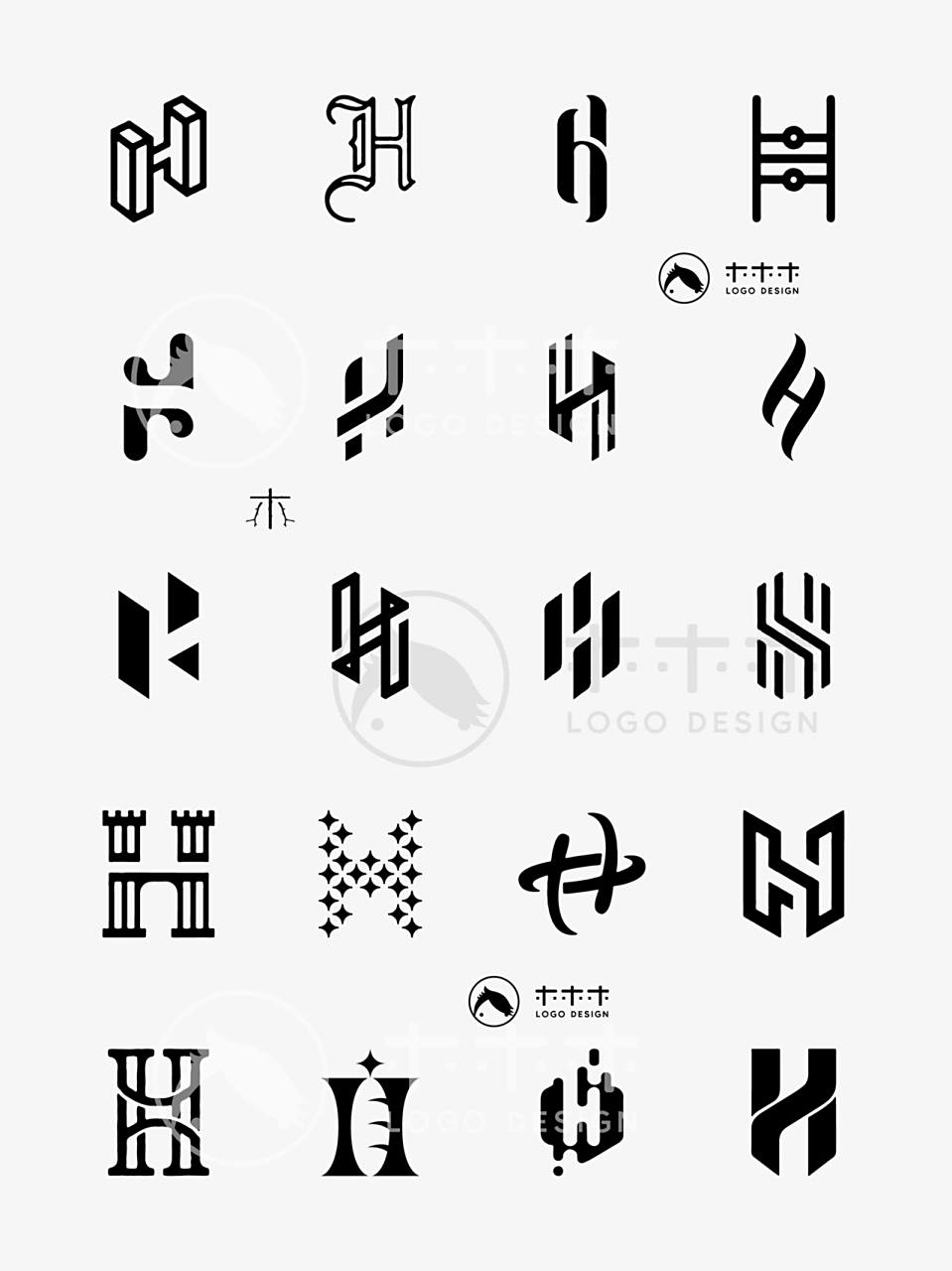 logo设计|200个字母h的创意变形78 收集了200个字母h的各种形态演变