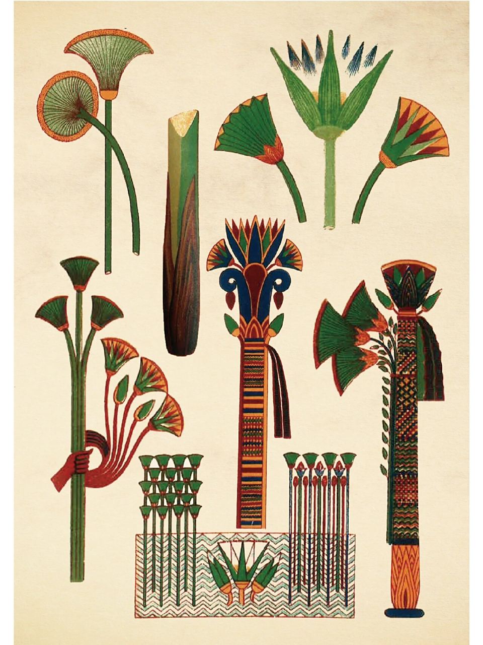 古埃及的装饰纹样可以分为三类:建筑性纹样,再现性纹样,纯粹装饰性