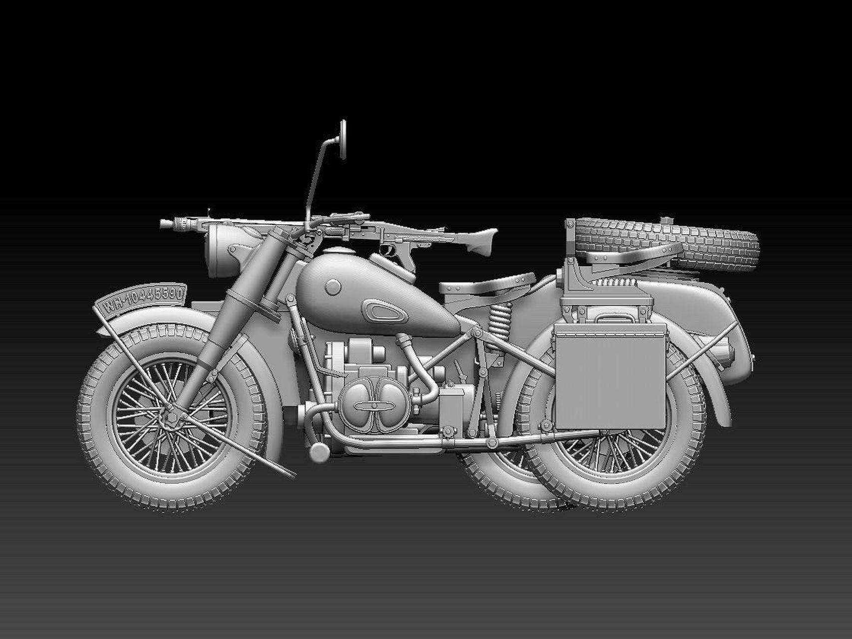 r75挎斗摩托1/35比例3d打印.