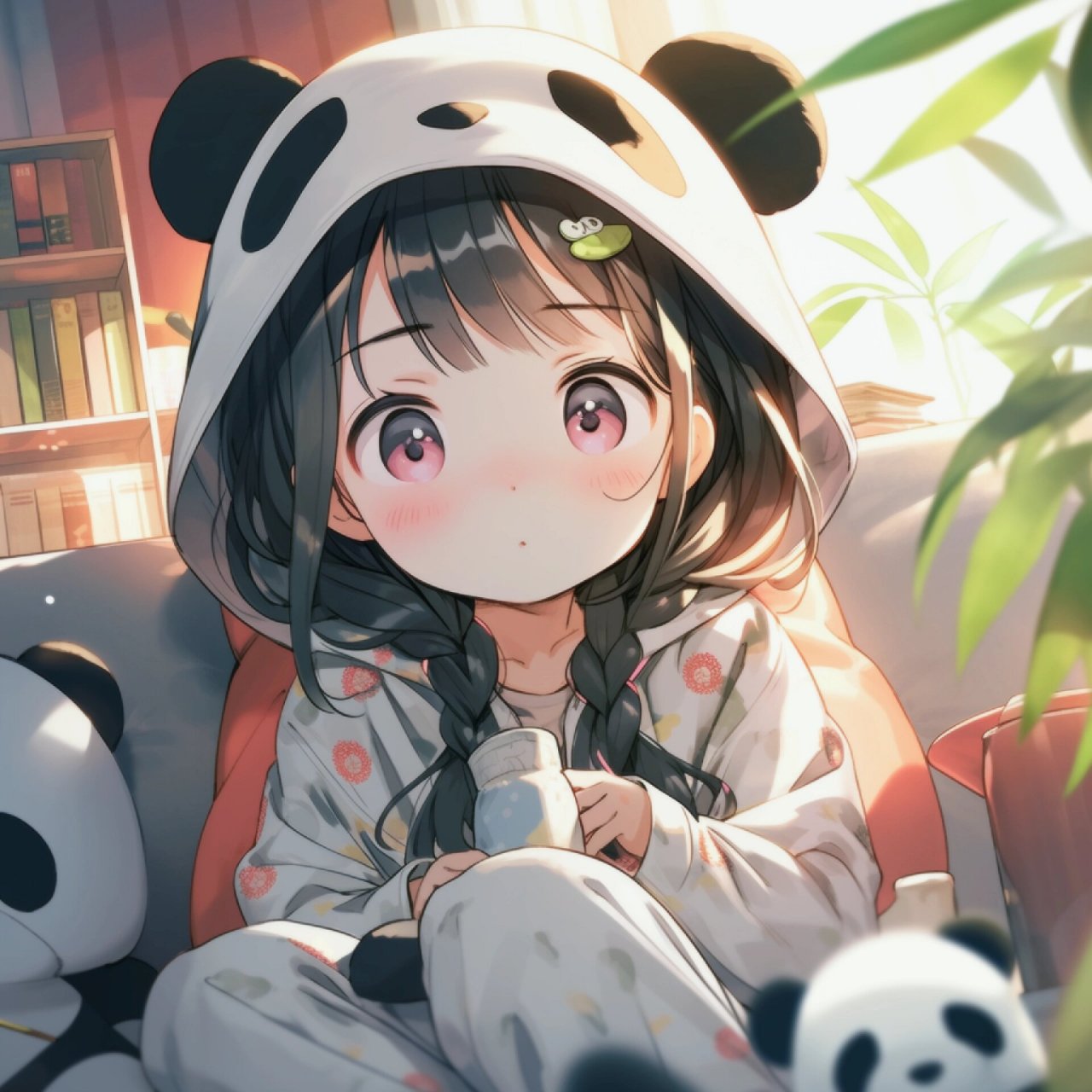 穿熊猫睡衣的动漫人物图片