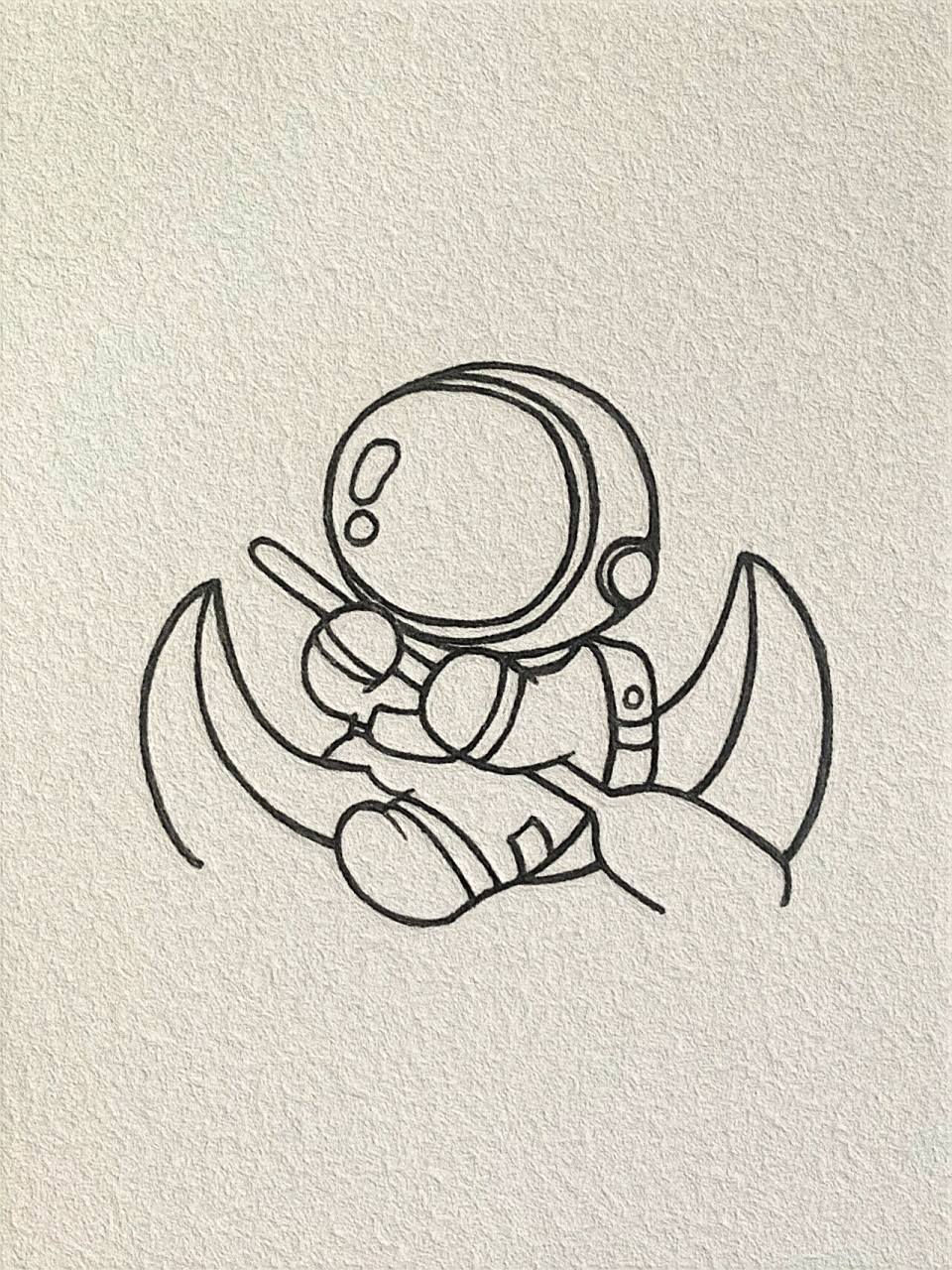 简笔画-宇航员    我是银河里的流浪家,你是月球里的常驻民,我环游