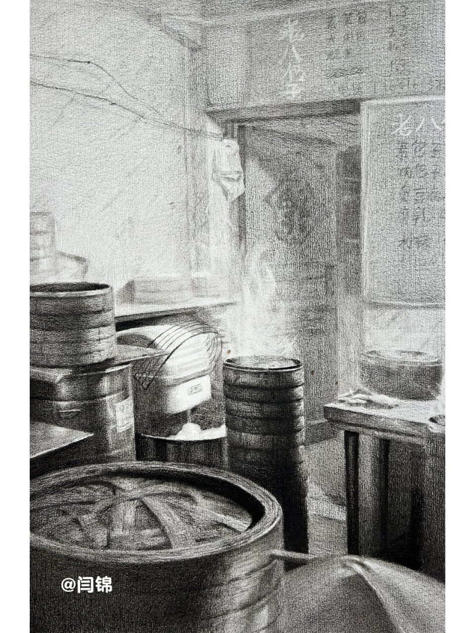 包子铺 场景素描