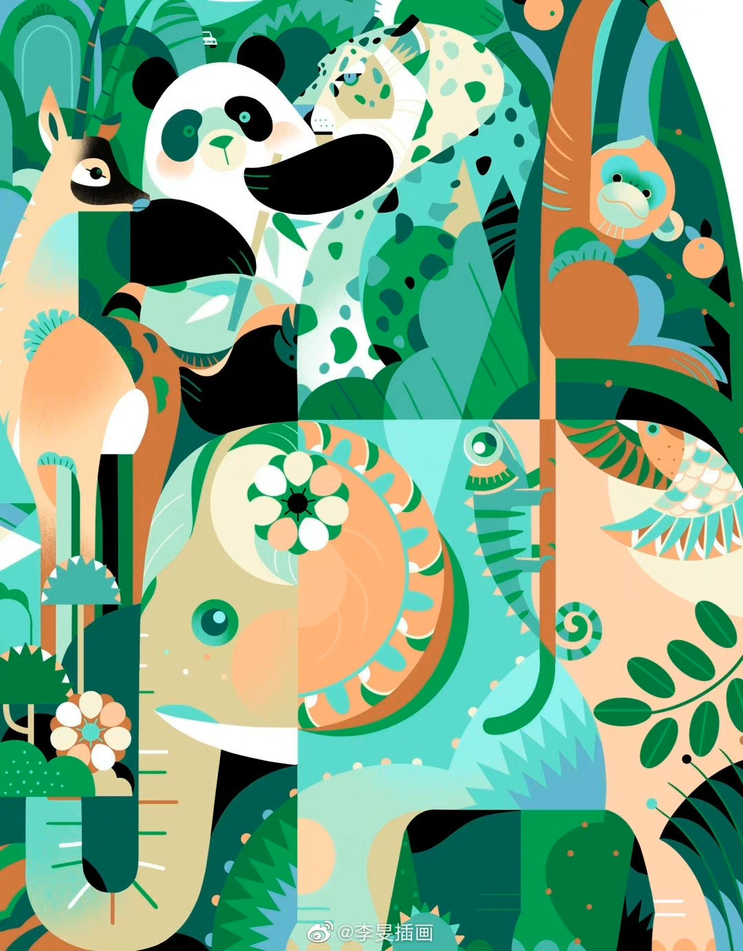 素材分享 图片来源:插画师李旻 设计基础绘画素材·人与自然·春