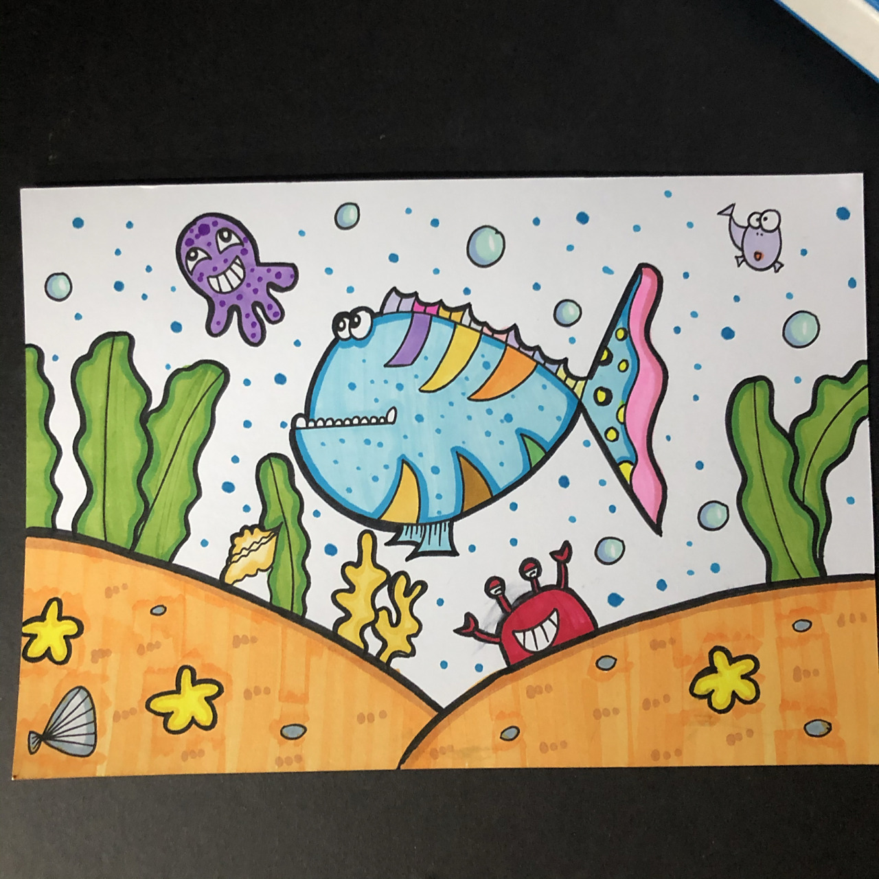 《海底世界》简单儿童画 又是坚持打卡的一天,一起加油鸭