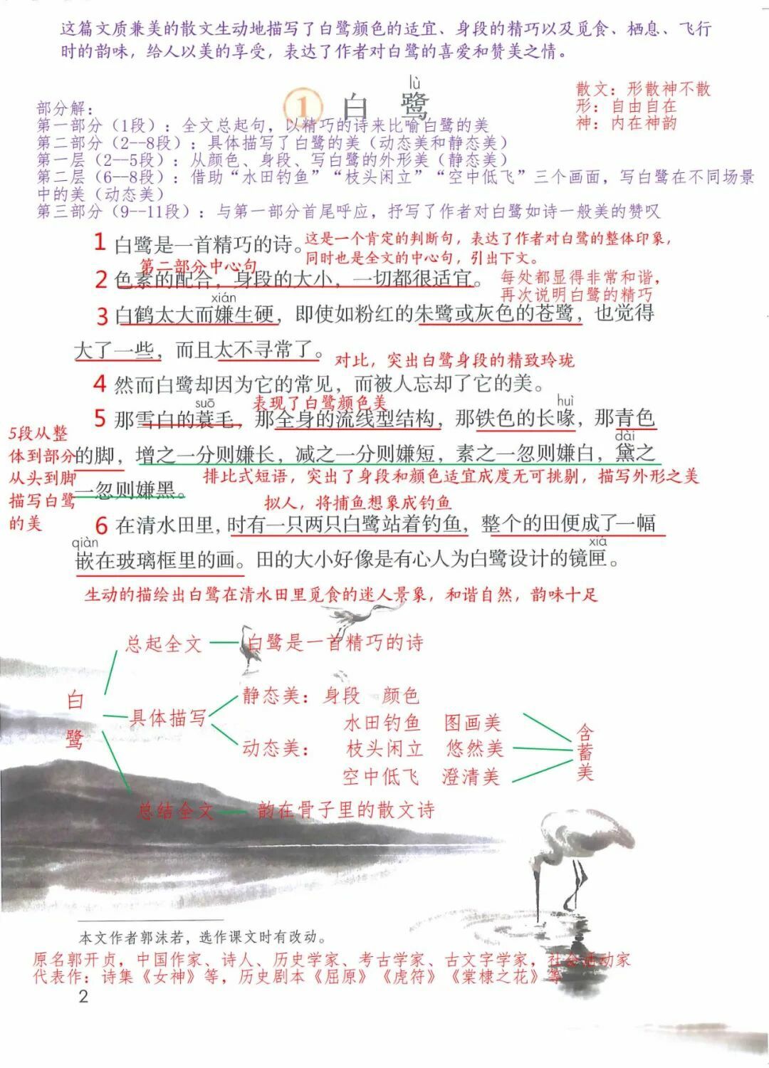 五上语文第1课《白鹭》课堂笔记备课与预习
