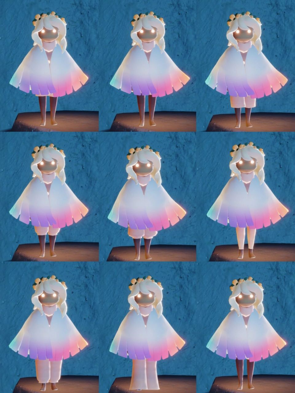 光遇彩虹日彩虹斗篷全裤子搭配 矮面 花环 彩虹斗 全裤子 常驻裤子在