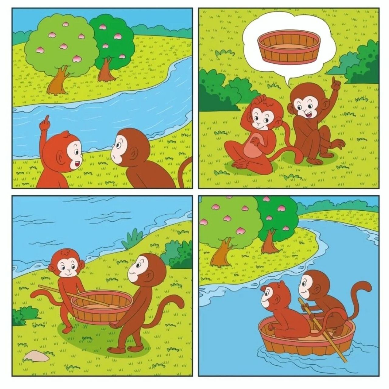 看图写话猴子过河图片