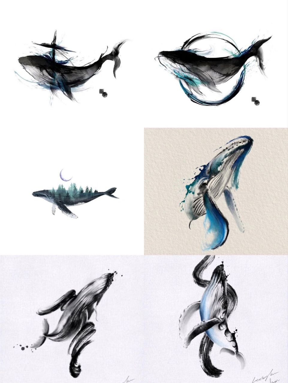95单针鲸鱼纹身手稿 | 水墨鲸鱼纹身手稿 94适合部位:小臂内侧