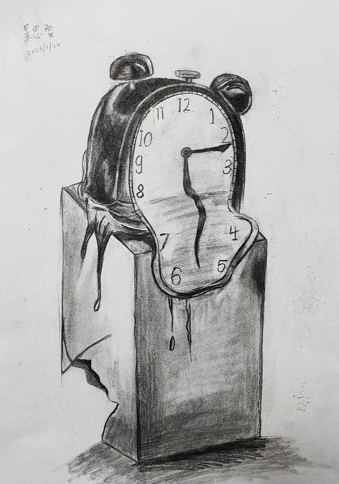 达利的时钟素描绘画创意画