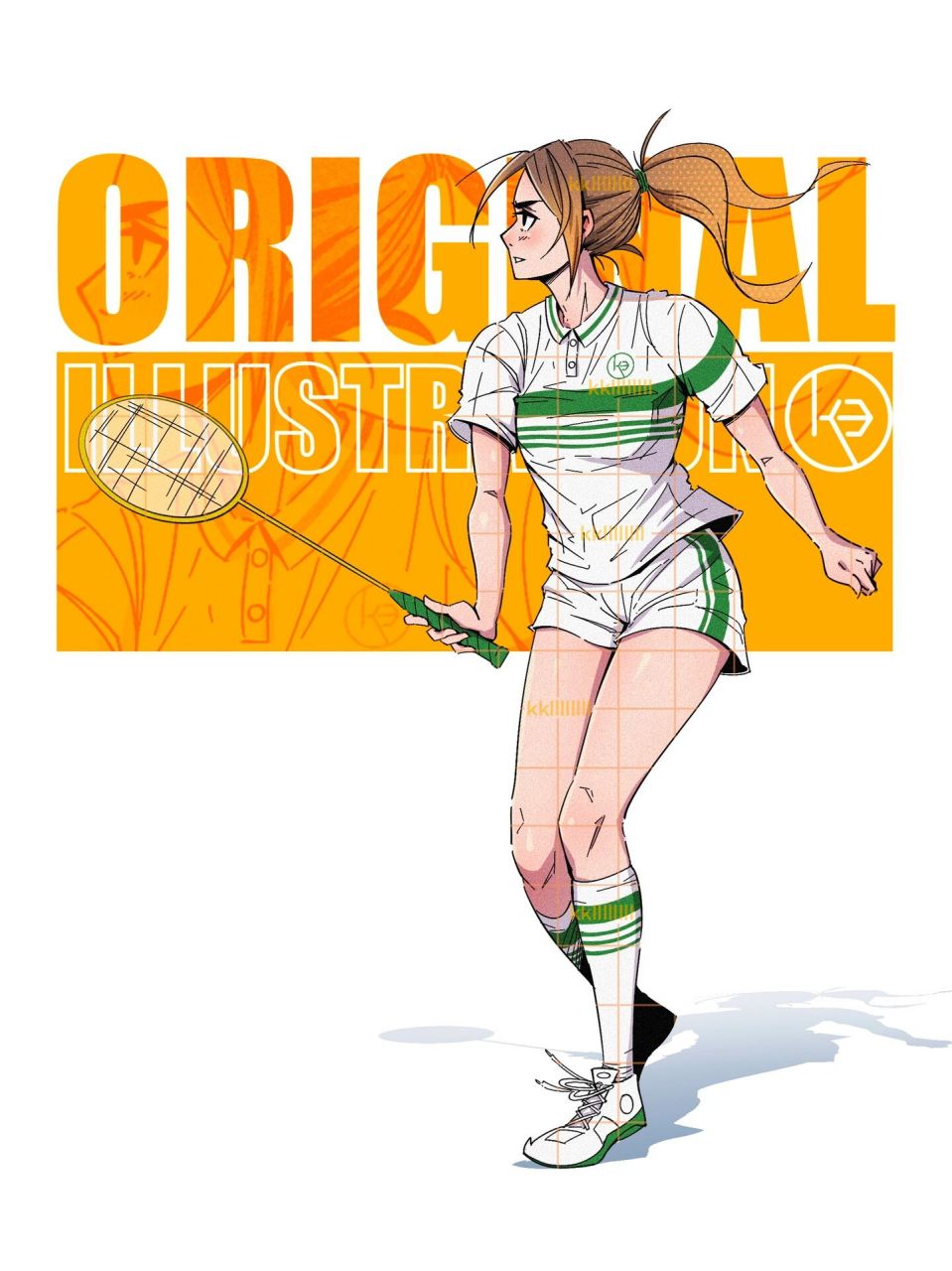 运动系插画-羽毛球女孩 羽毛球女孩来啦!