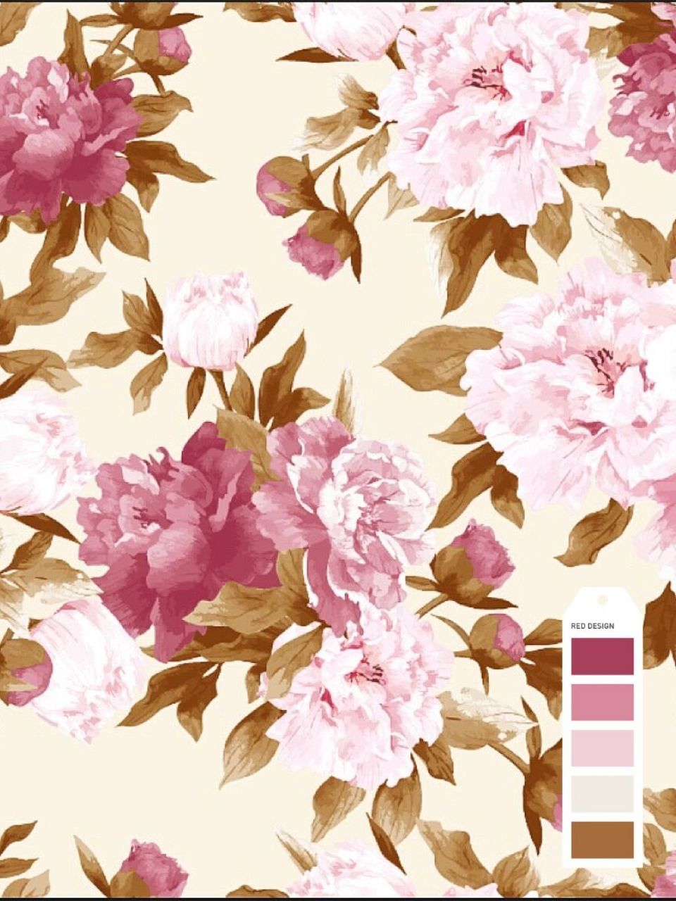 每日印花面料图案分享 旗袍大花 做旗袍很靓