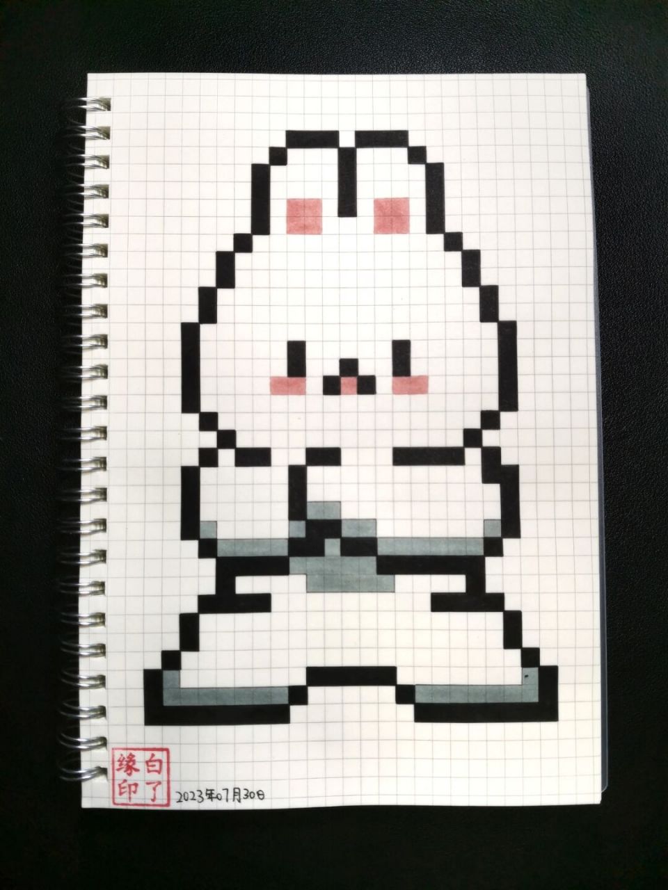 像素画 功夫兔兔 临摹非原创 a5网格本 5mm格子 33701523 #像素画