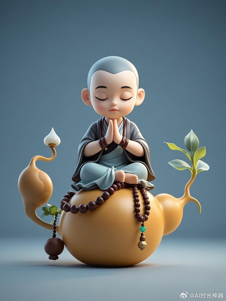 小和尚静静打坐,禅意十足,仿佛能净化心灵