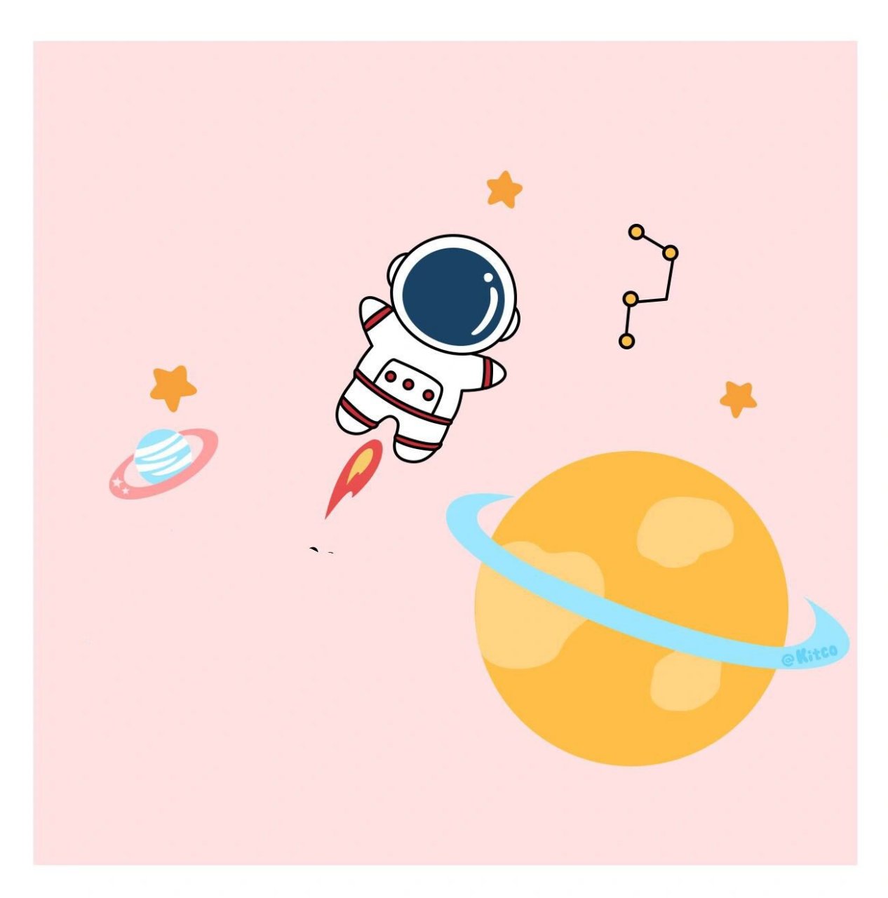 011期|可爱卡通太空人宇宙旅行者卡通画  火爆的太空之旅 可爱卡通人