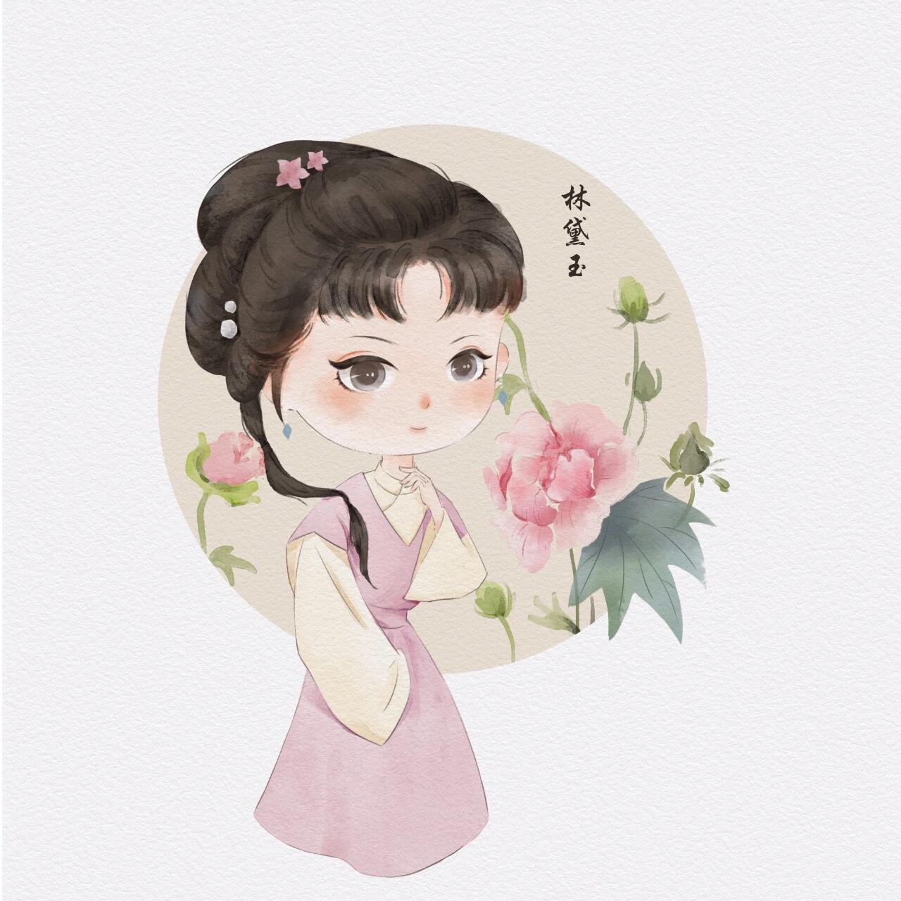 (过程图)板绘q版人物金陵十二钗之林黛玉 可叹停机德,堪怜咏絮才.