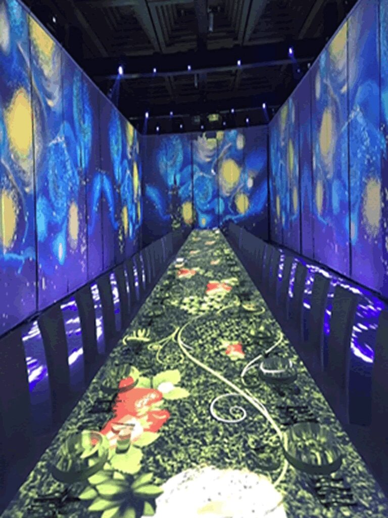 裸眼3d户外长廊展馆全息地面墙面互动投影仪