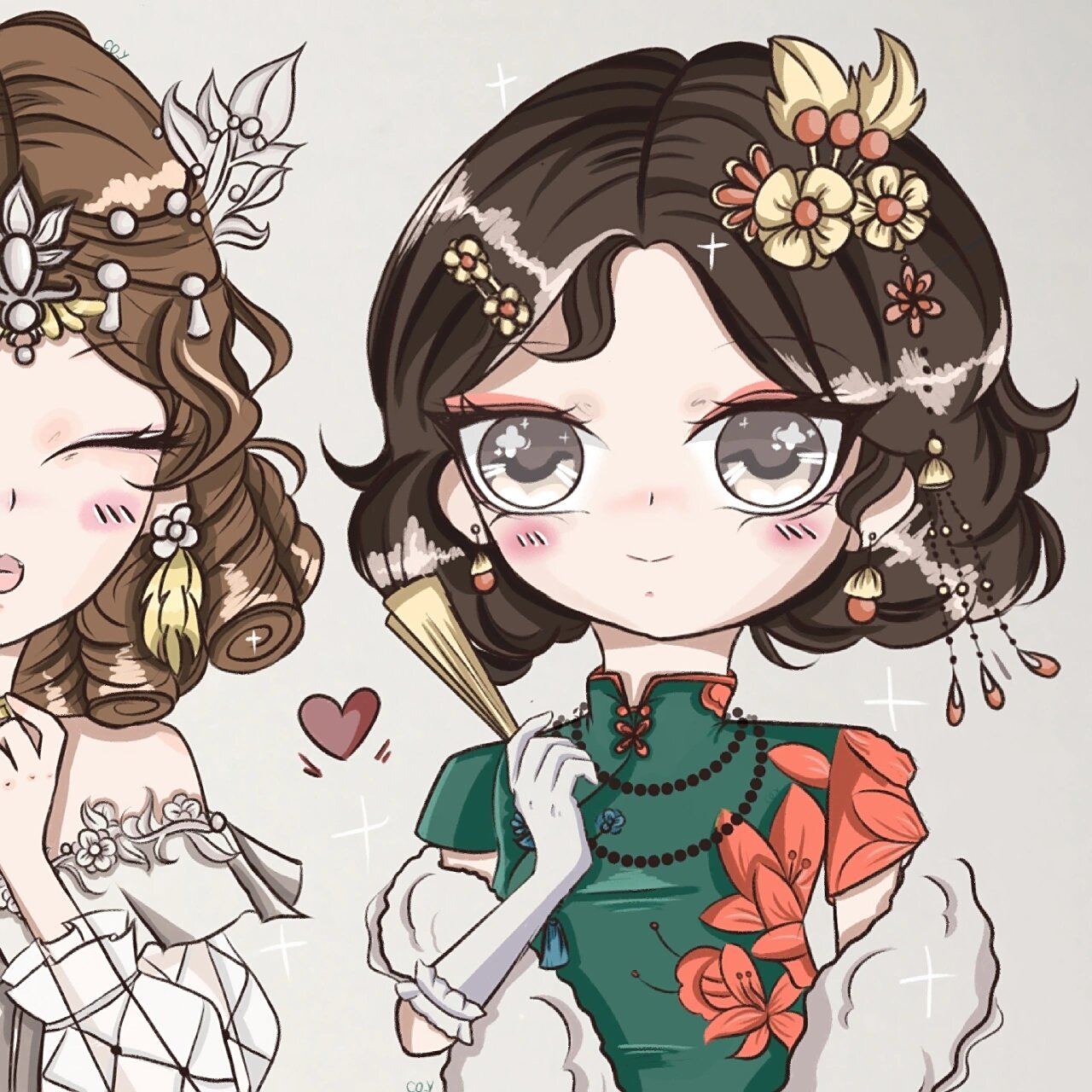 双红～美美哒 红夫人红蝶q版原创 闺头往后滑 画了快十个小时 喜欢的