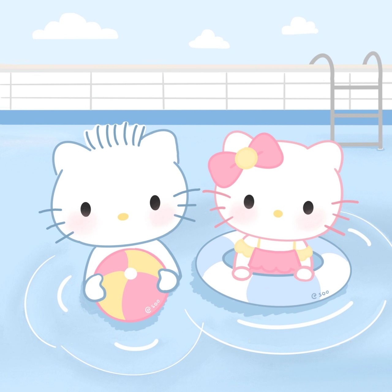 hello kitty情头|一起游泳吧 是kitty和男友daniel呀～610803