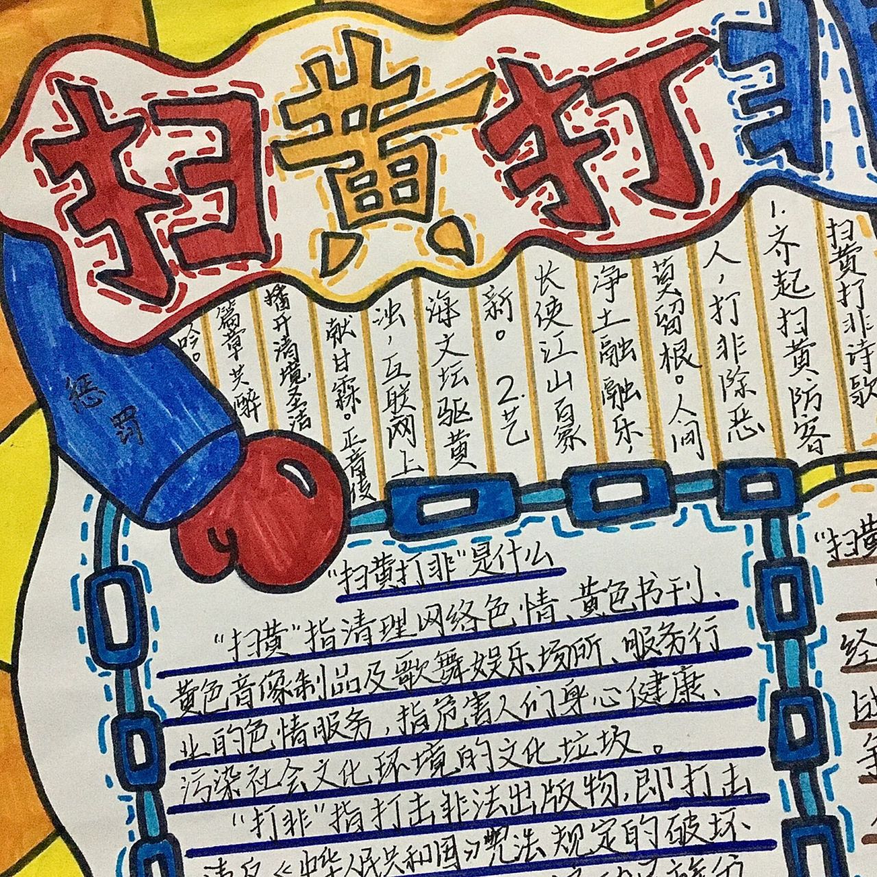 扫黄打非手抄报 哈哈周末小作业99,有参照别人的图噢