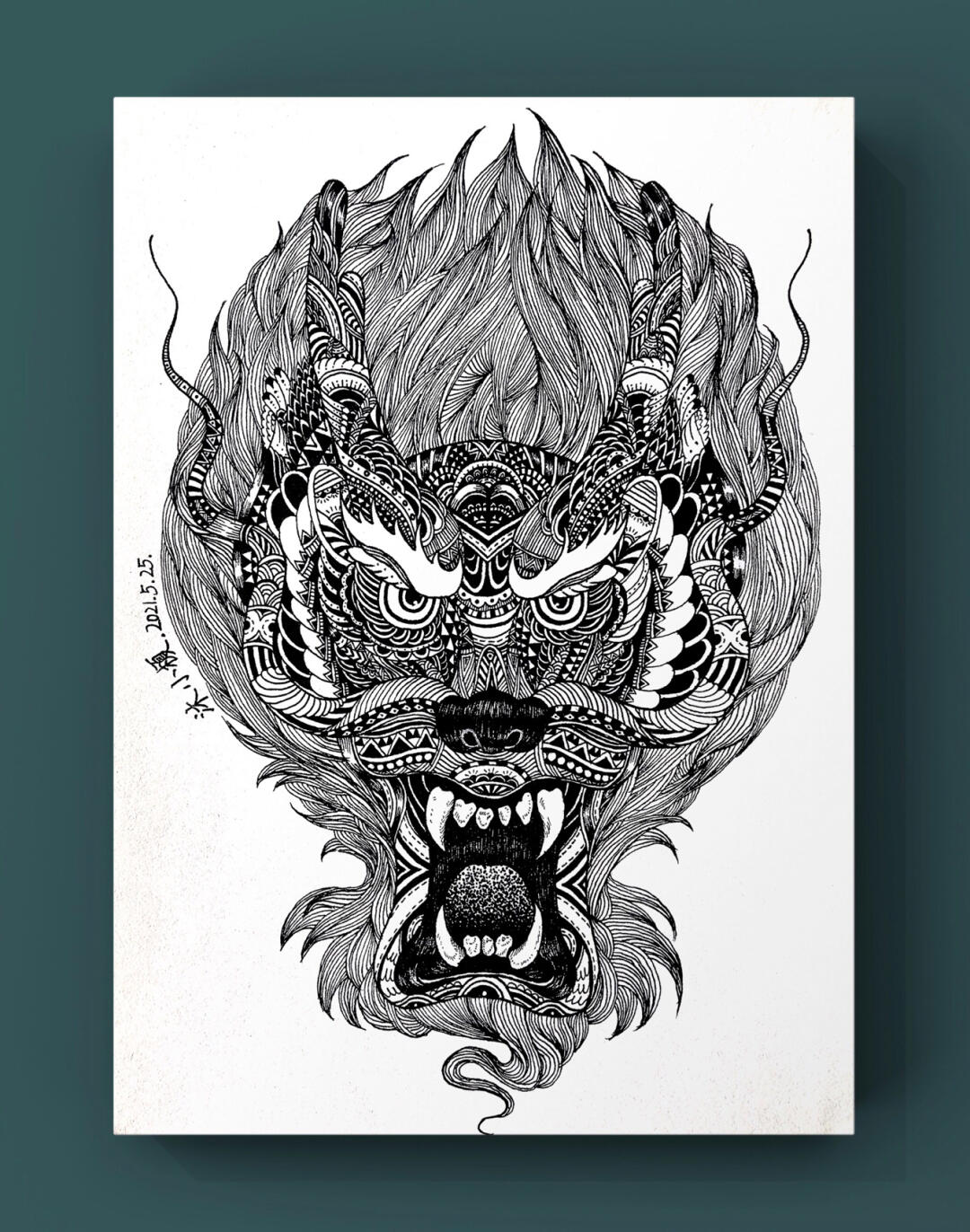 【黑白线描装饰画】