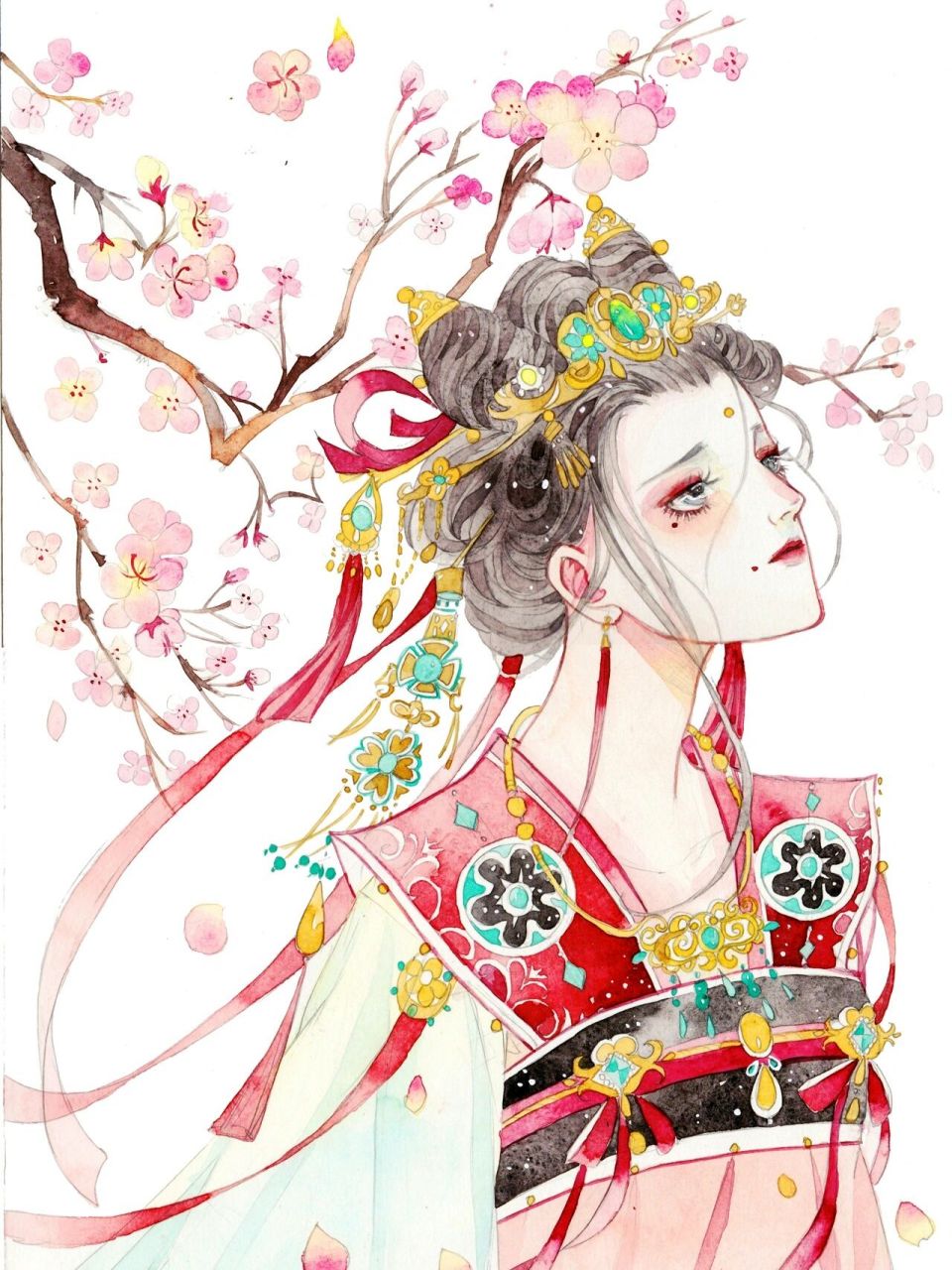 凤冠霞帔 十里红妆  古风美人 手绘水彩 发几张古风美人 你喜欢哪一款