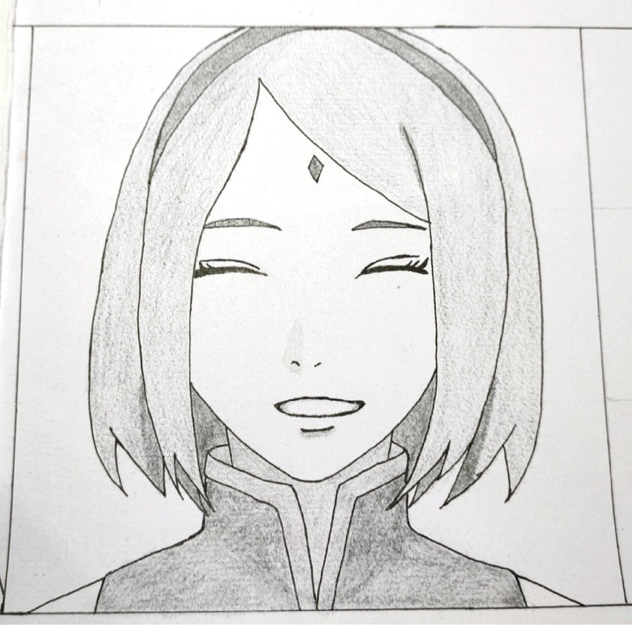 火影忍者——春野樱～ 小樱~ 先画轮廓,再抠细节,勾线,然后用铅笔画出