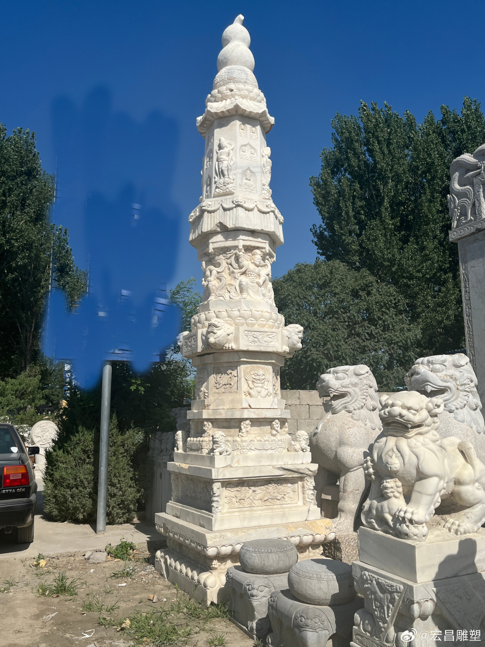 石雕汉白玉青石佛塔寺庙经幢阿育王塔七宝如来舍利塔大型供奉摆件石雕